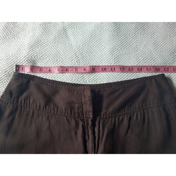 Worthington Brown Linen Wide Leg Pants Button Tab Waist Size 12 Relaxed - Picture 5 of 7